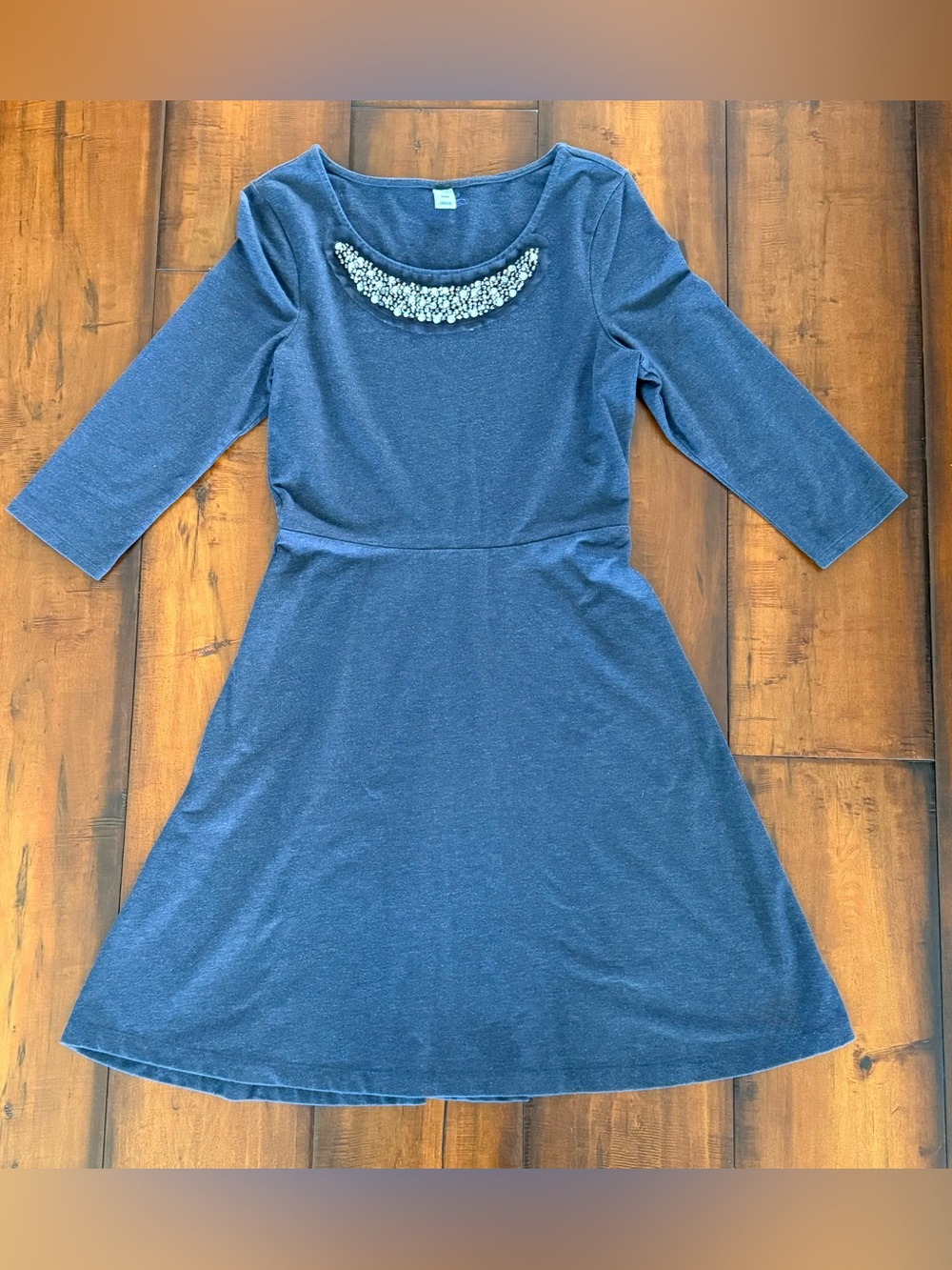 Old Navy Gray Jewel-Embellished A-Line Dress